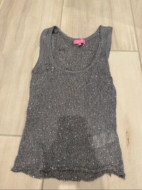 Edikted Sequined Knit Tank Top - Gray